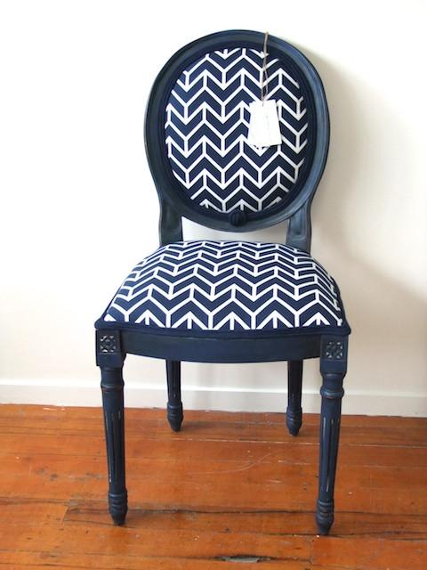 Stevie custom blue antique style round back chair The Artisan