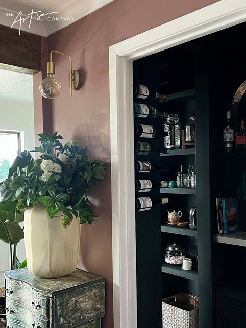 Closet transformed into a dry bar with Artisan Paints and Products