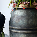 Plastic Olive Barrel into outdoor pot with Artisan Paints & Products
