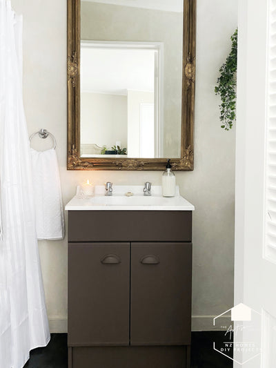 Vanity Makeover: Your stock standard makes for an excellent canvas