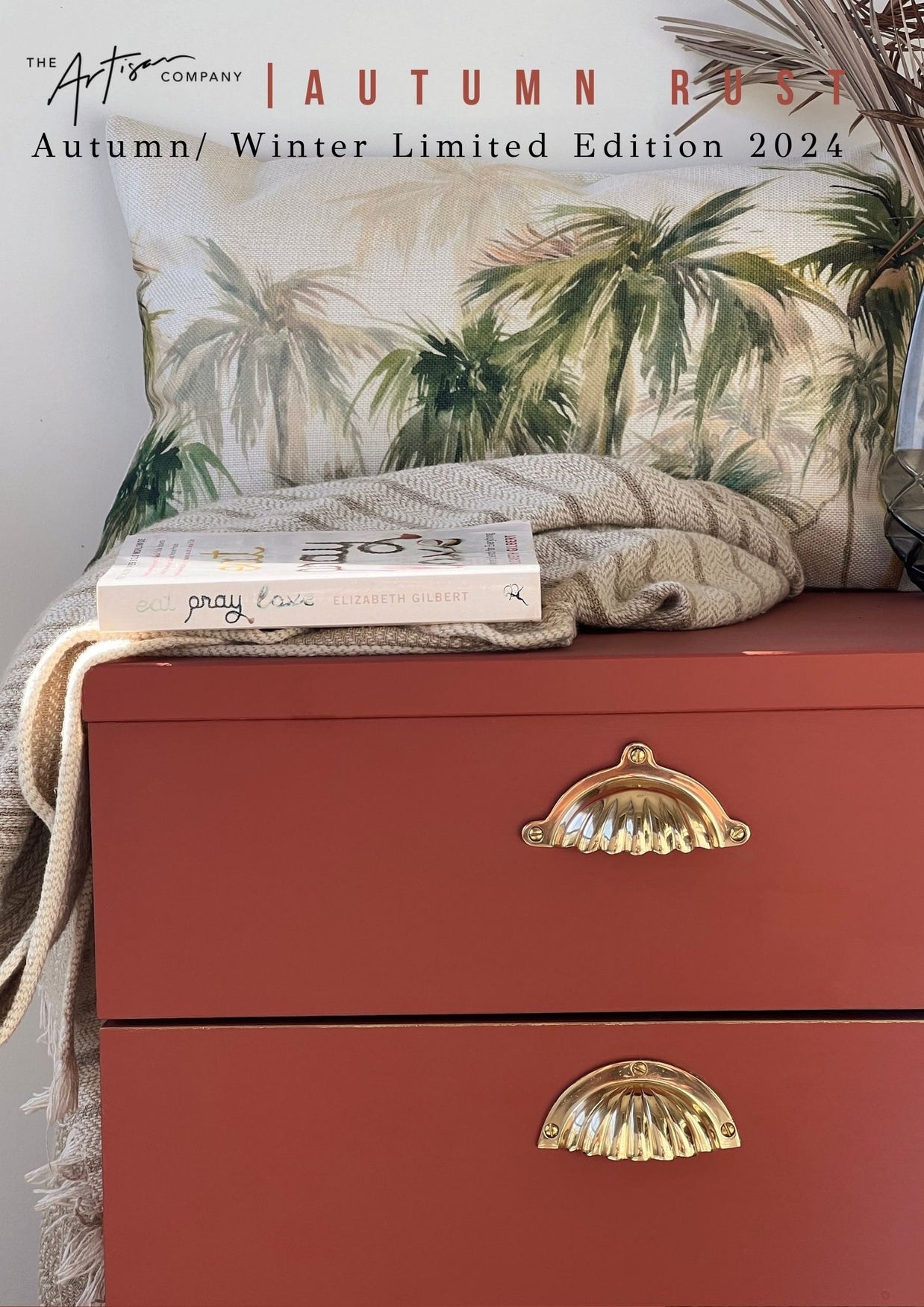 Filing cabinet with Autumn Rust Velvet Luxe – rustic terracotta tone