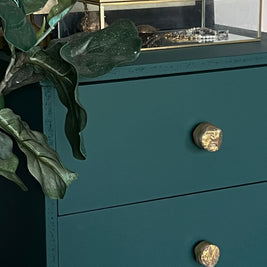 Furniture makeover using Botanic Ink Velvet Luxe – vibrant deep green