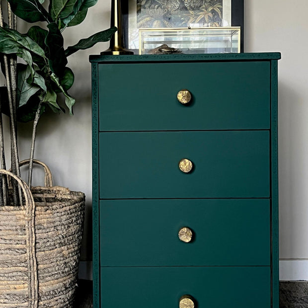 Furniture makeover using Botanic Ink wall paint – vibrant deep green