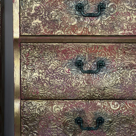 Not For Sale - Commission Bedside in Artisan stone stencil and Metallic Alchemy