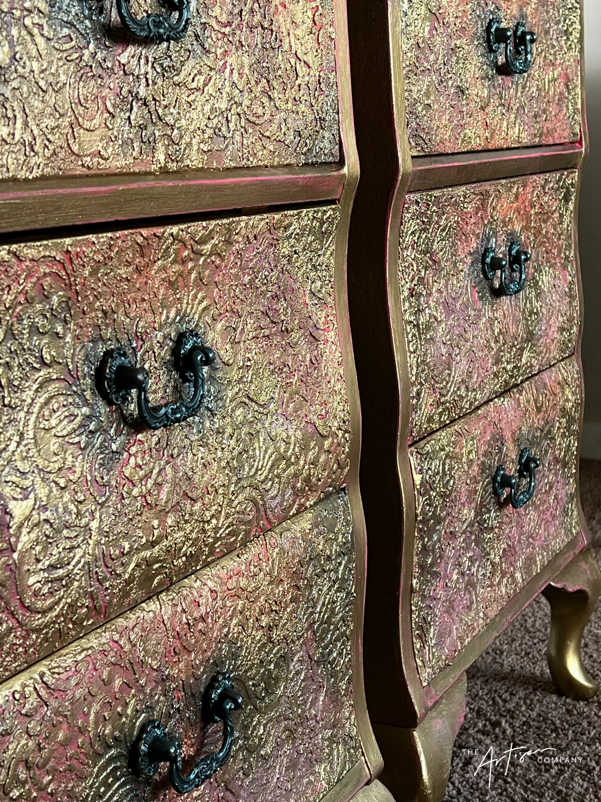 Not For Sale - Commission Bedside in Artisan stone stencil and Metallic Alchemy