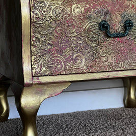 Not For Sale - Commission Bedside in Artisan stone stencil and Metallic Alchemy
