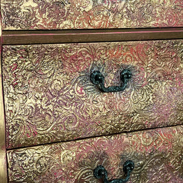 Not For Sale - Commission Bedside in Artisan stone stencil and Metallic Alchemy