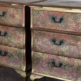 Not For Sale - Commission Bedside in Artisan stone stencil and Metallic Alchemy