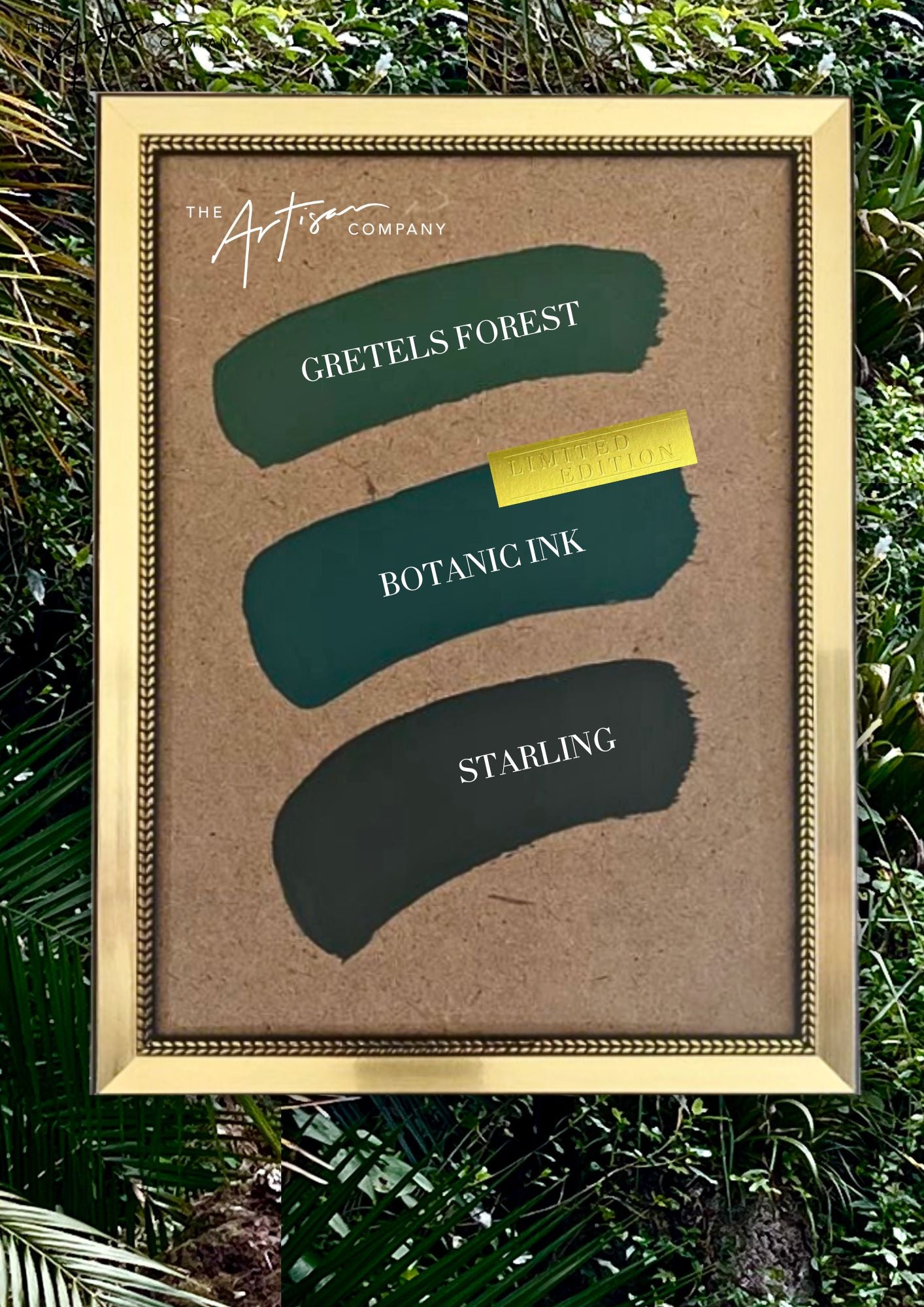 Close-up of Botanic Ink Velvet Luxe texture – ink-toned green