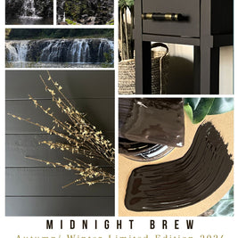 Moody, earthy interior using Midnight Brew Velvet Luxe colour