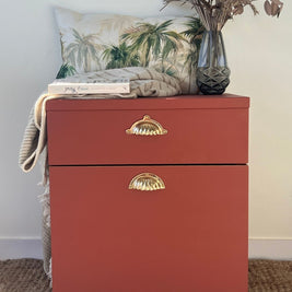 Filing cabinet upcycled with Autumn Rust wall paint – rustic terracotta tone