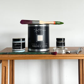 Not For Sale - Shelving unit given a luxe touch with Artisan Velvet Luxe and Metallics- Video included