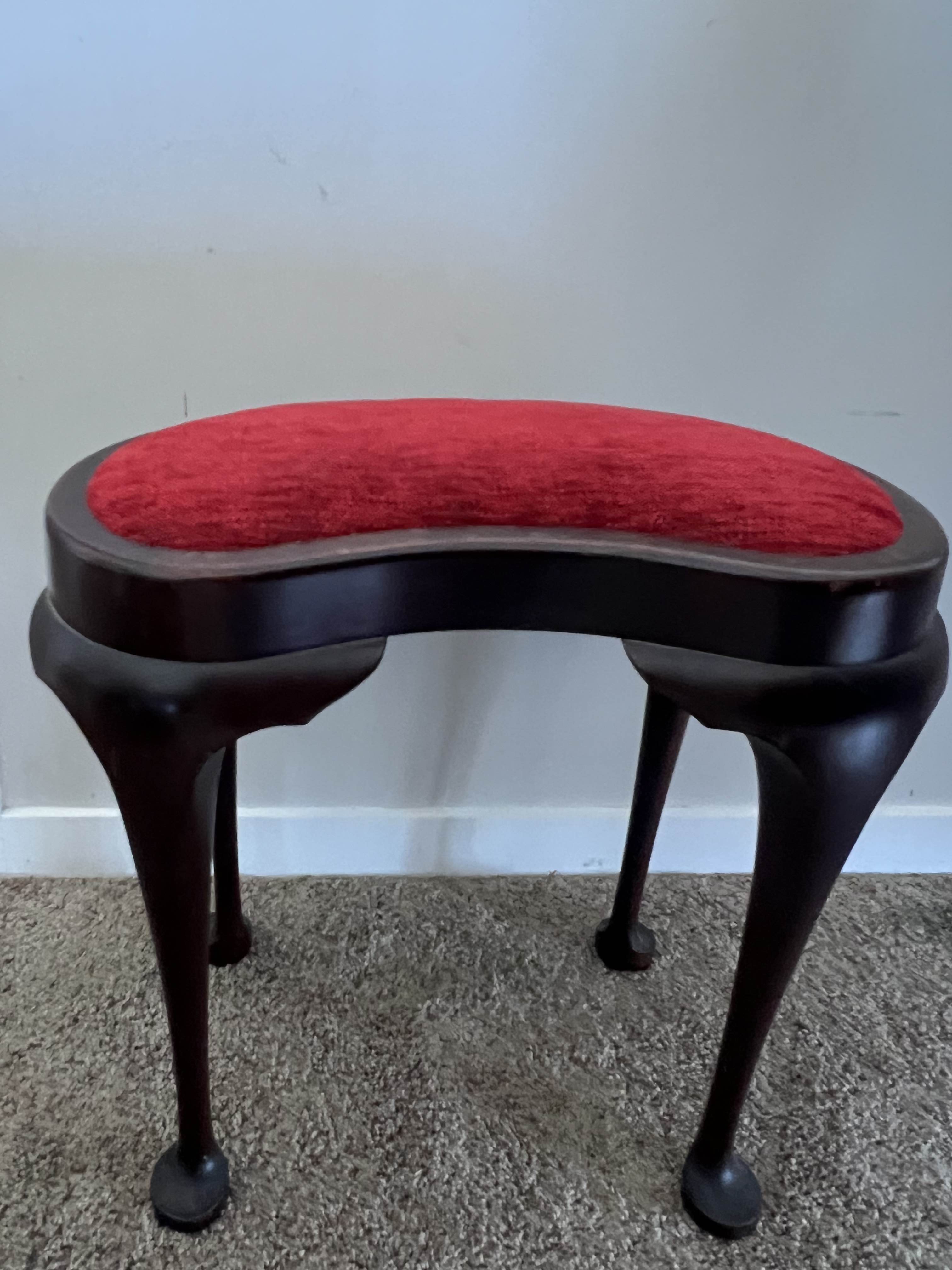 Not For Sale - Stool with Coastal Vibes in Artisan Velvet Luxe and Premium Chalk Paint - with painted fabric