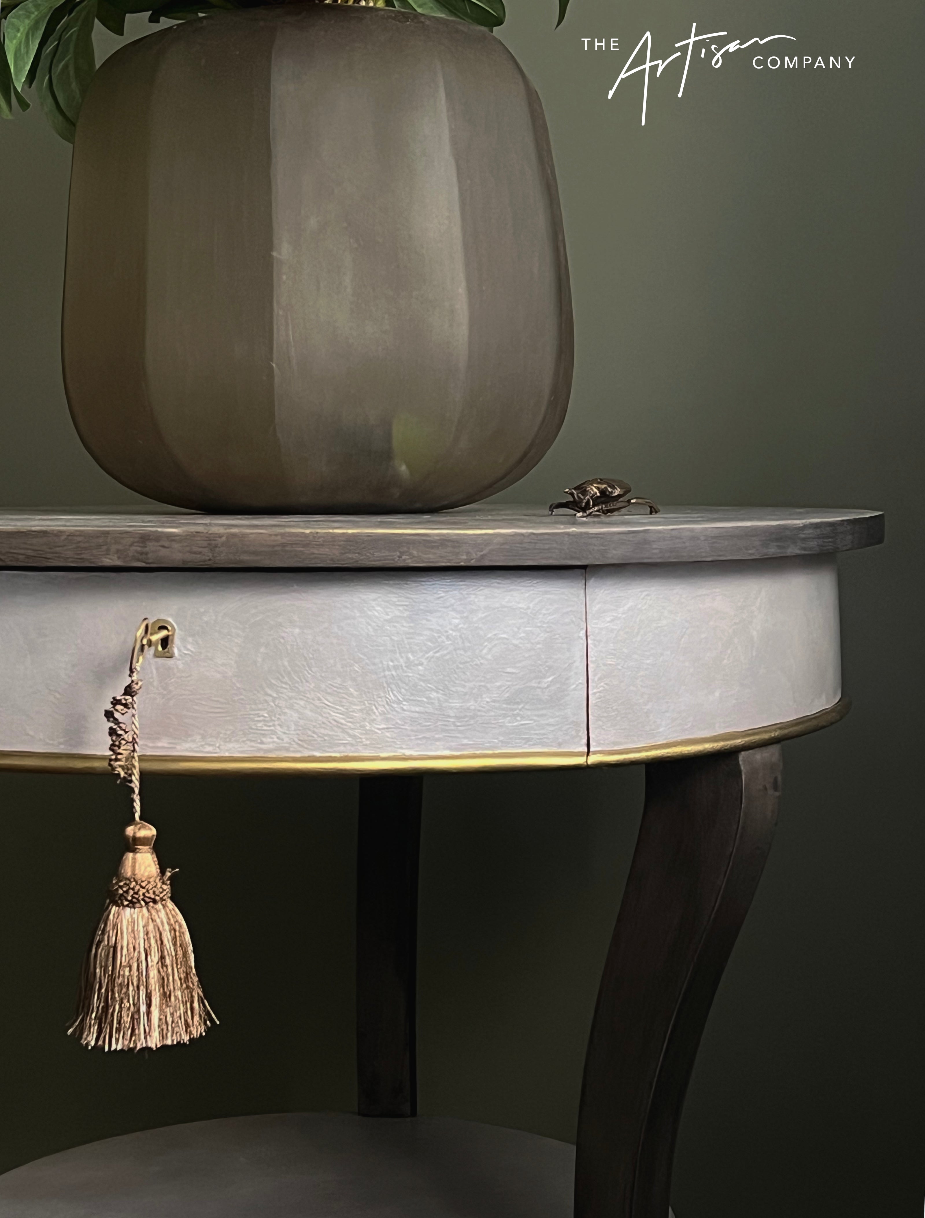 Not For Sale - Artisan Pearl Shell like finish with rustic wood look on entrance table (Video links included)