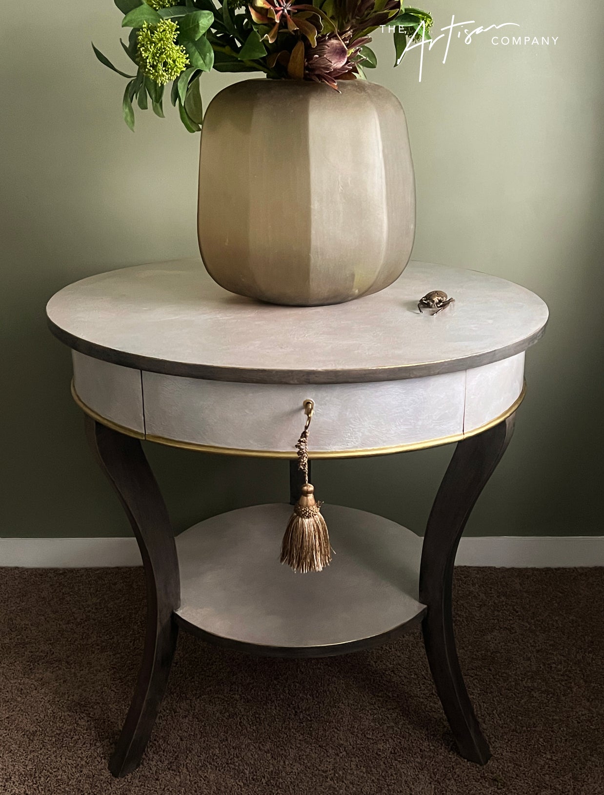 Not For Sale - Artisan Pearl Shell like finish with rustic wood look on entrance table (Video links included)