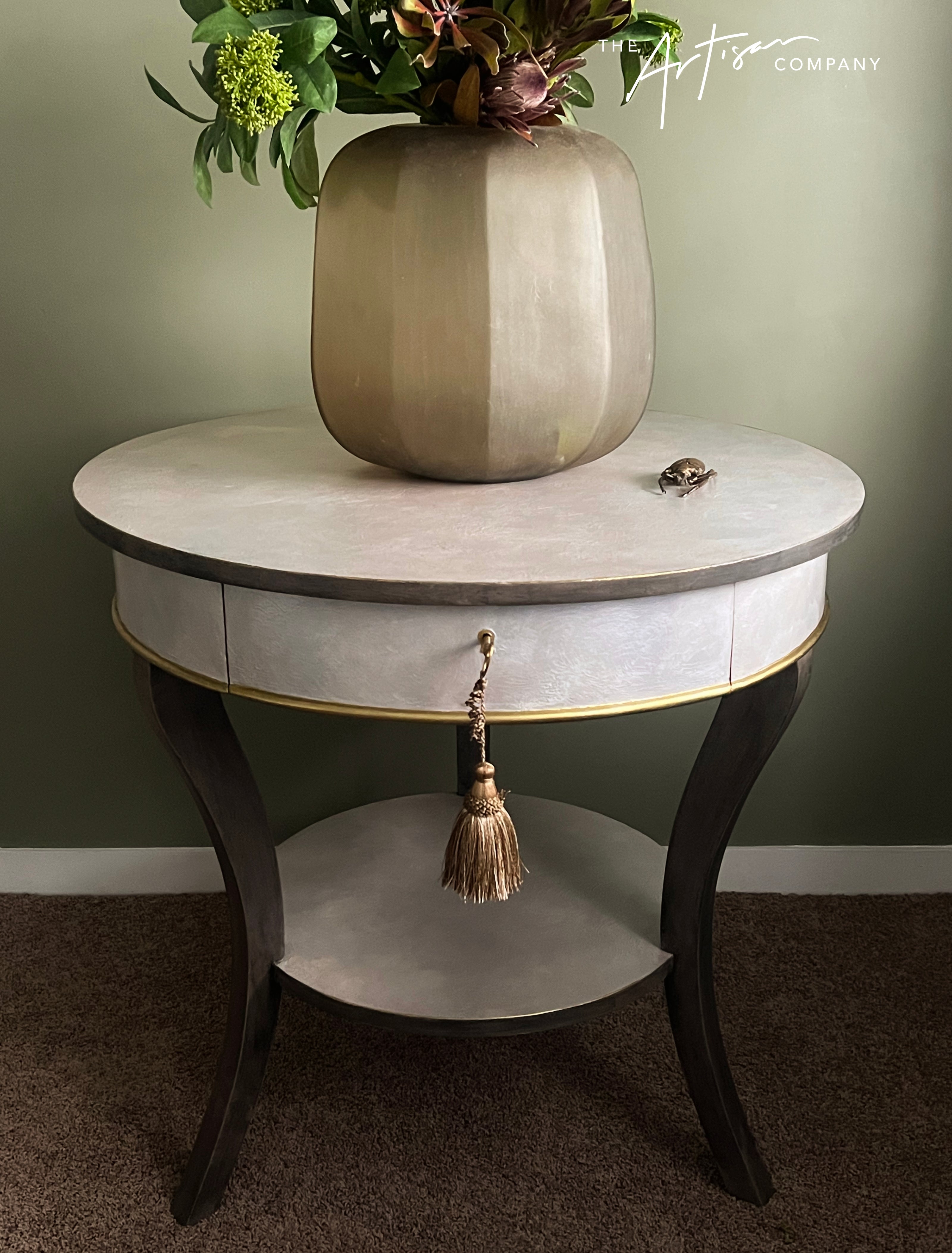 Not For Sale - Artisan Pearl Shell like finish with rustic wood look on entrance table (Video links included)
