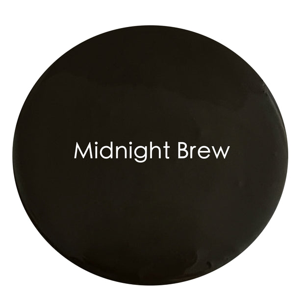 Close-up of Midnight Brew chalk paint texture – brown-black blend