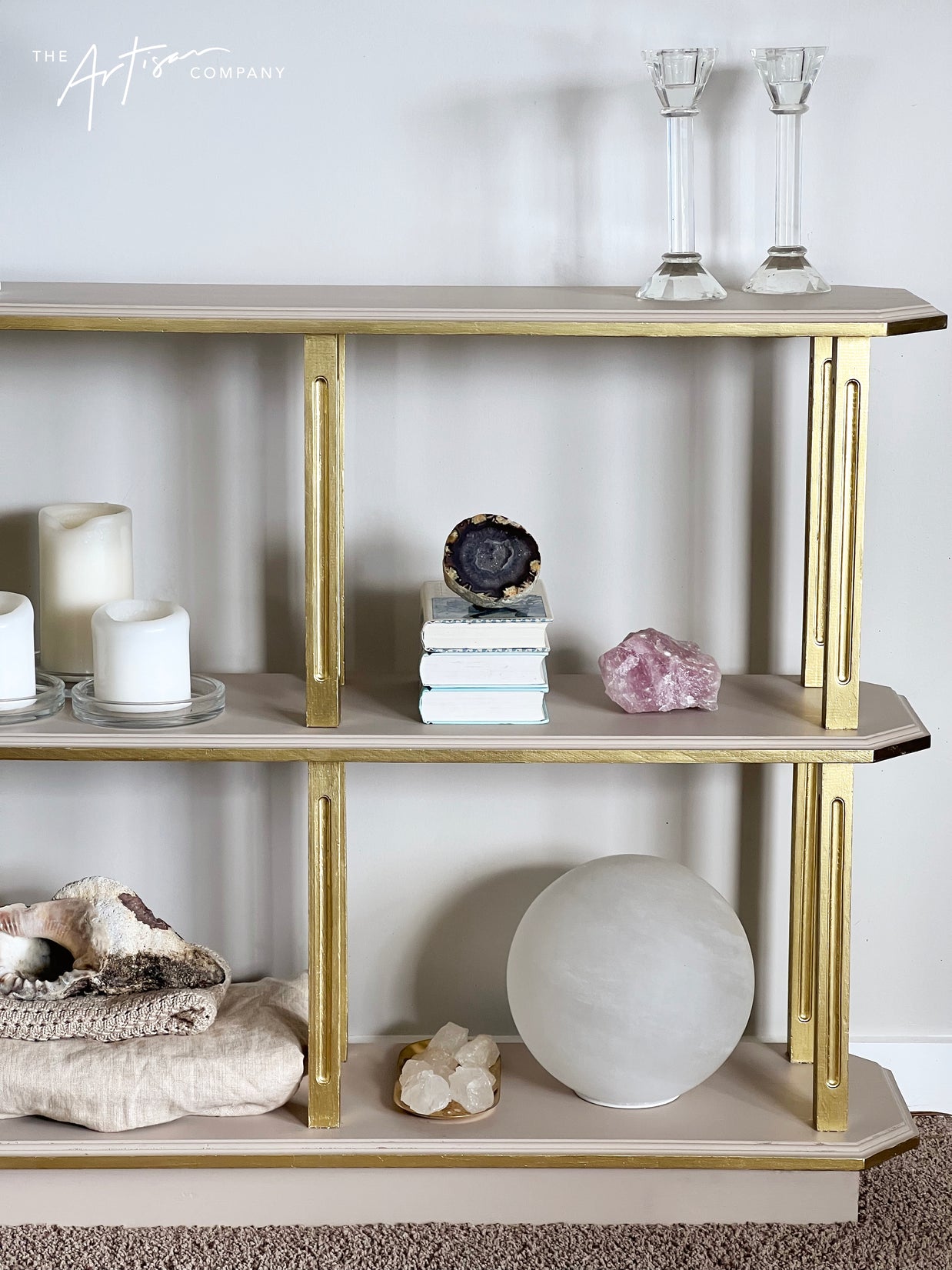 Not For Sale - Shelving unit given a luxe touch with Artisan Velvet Luxe and Metallics- Video included