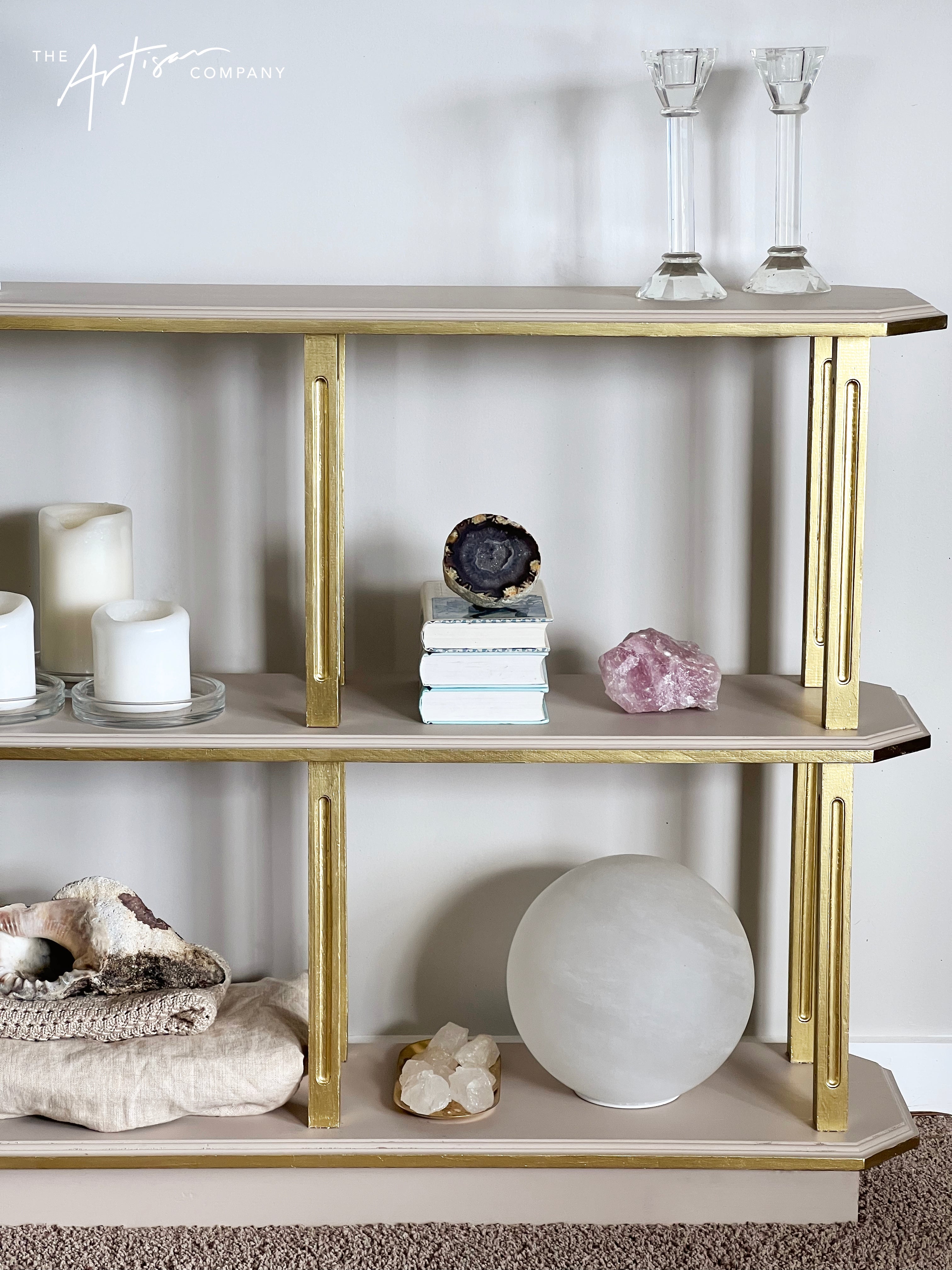 Not For Sale - Shelving unit given a luxe touch with Artisan Velvet Luxe and Metallics- Video included