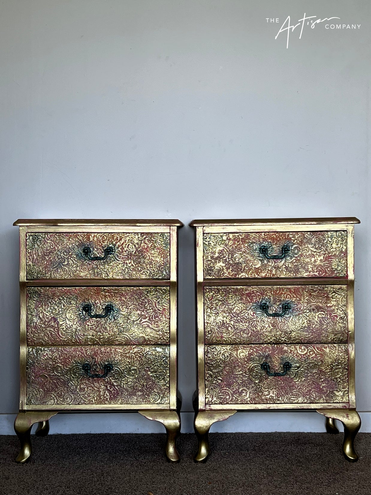 Not For Sale - Commission Bedside in Artisan stone stencil and Metallic Alchemy