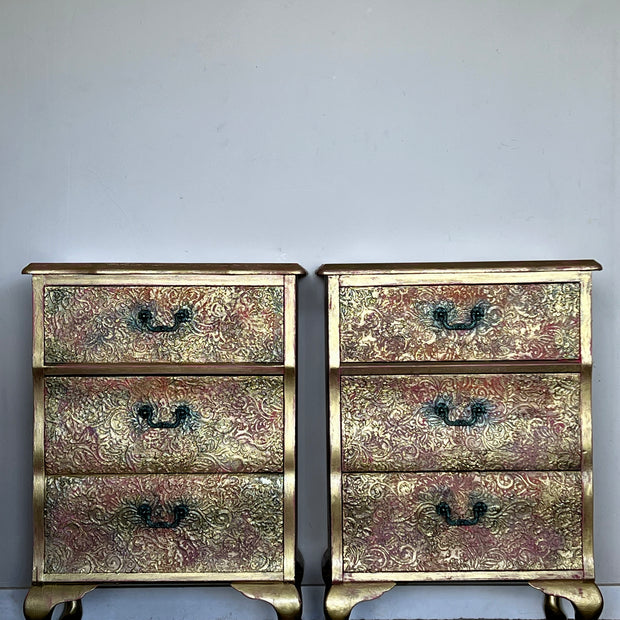 Not For Sale - Commission Bedside in Artisan stone stencil and Metallic Alchemy