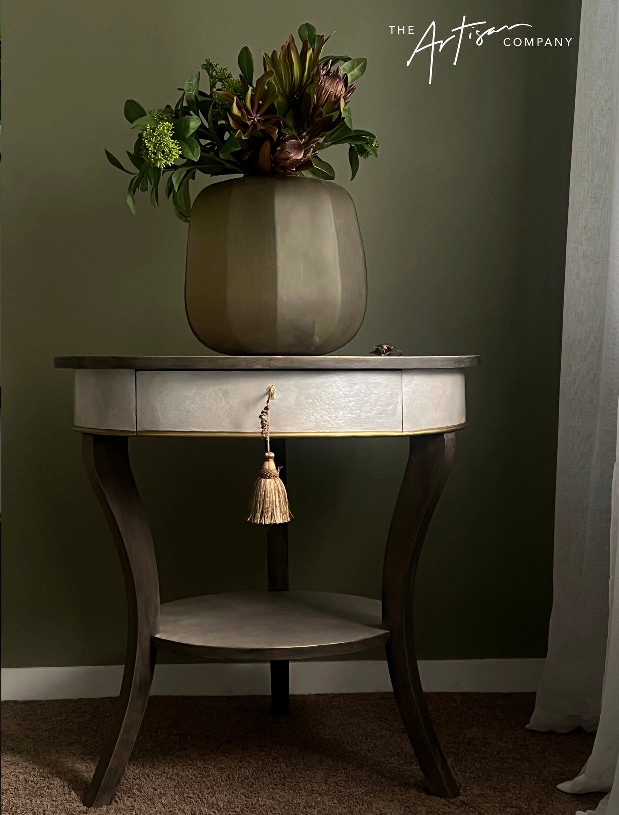 Not For Sale - Artisan Pearl Shell like finish with rustic wood look on entrance table (Video links included)