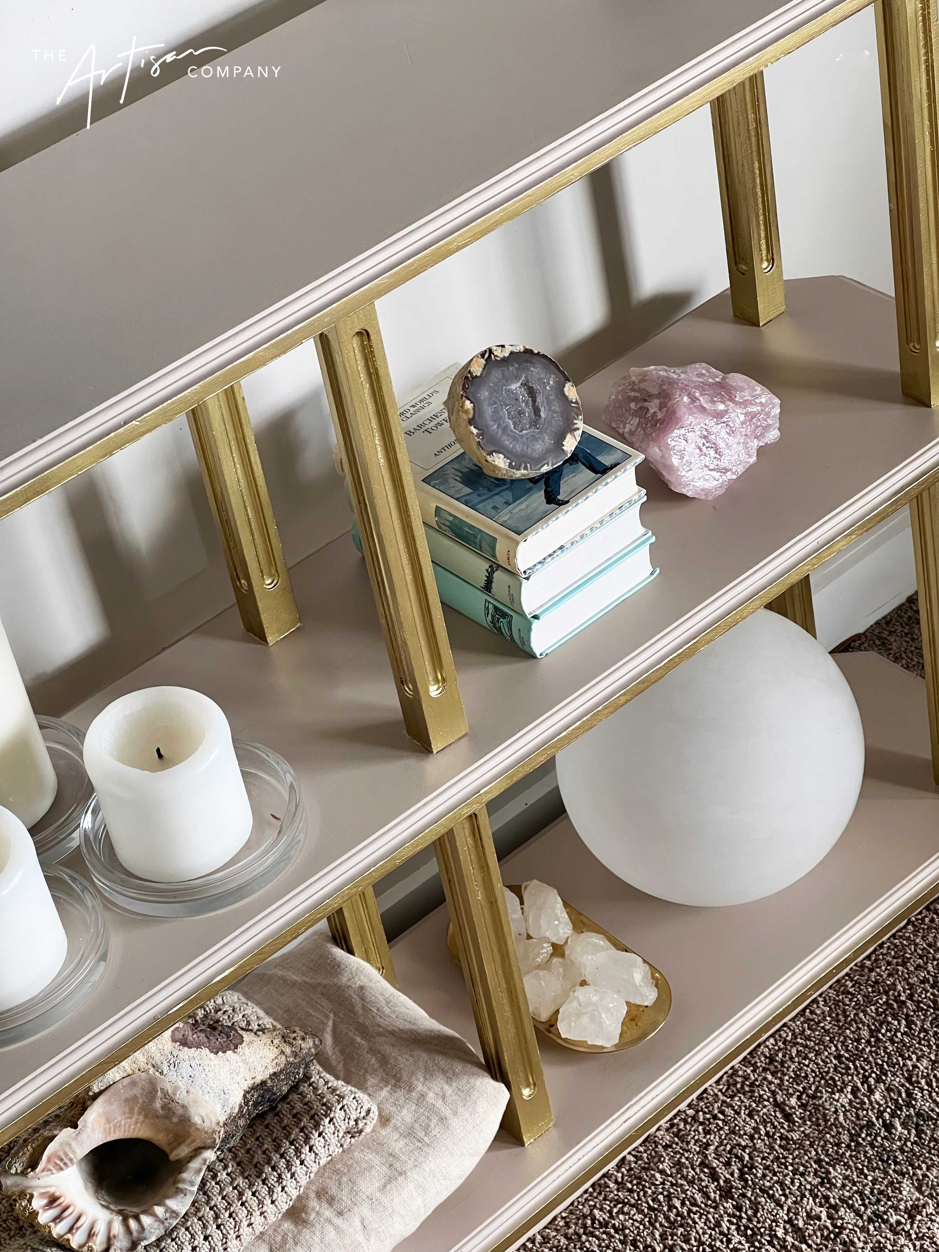 Not For Sale - Shelving unit given a luxe touch with Artisan Velvet Luxe and Metallics- Video included