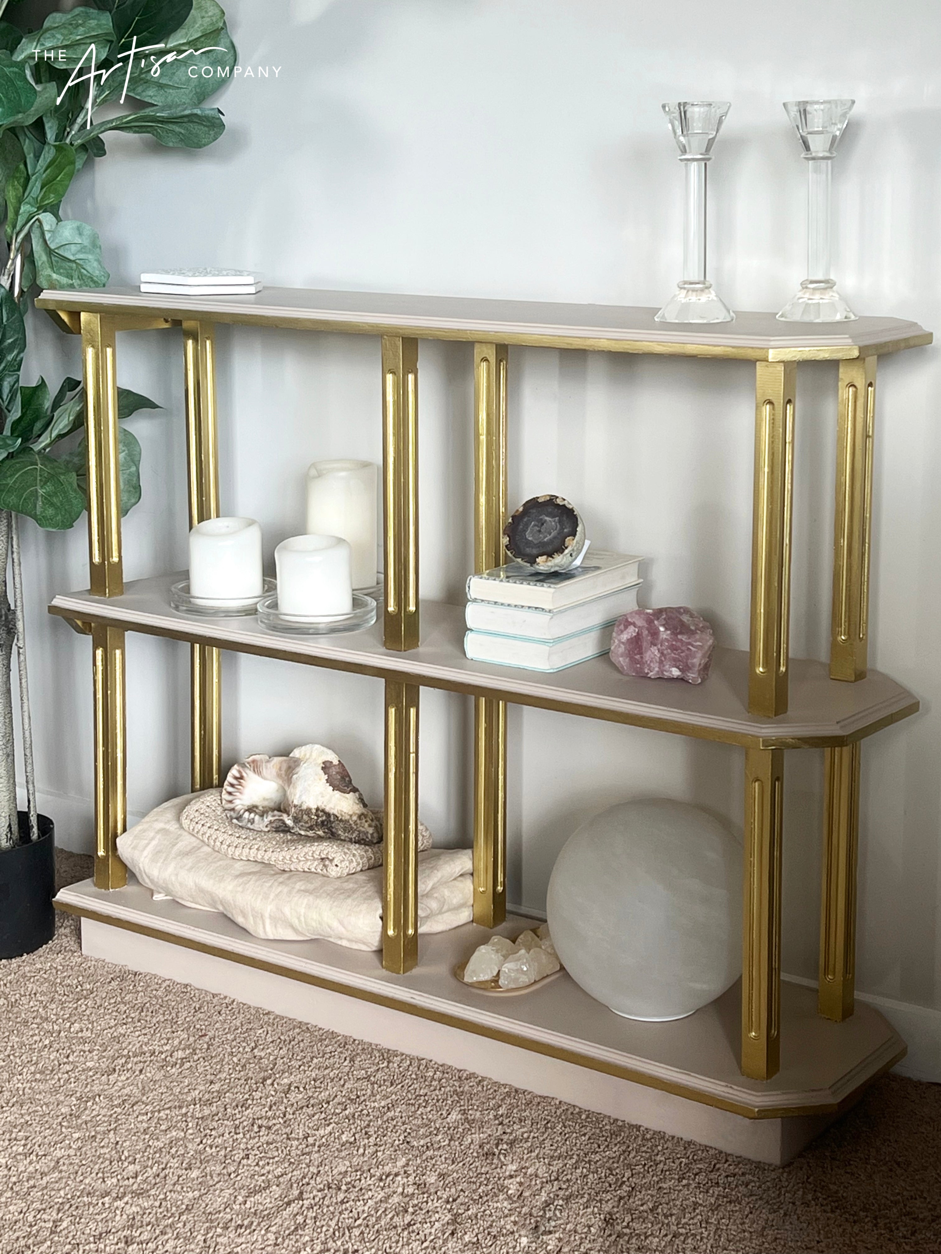 Not For Sale - Shelving unit given a luxe touch with Artisan Velvet Luxe and Metallics- Video included