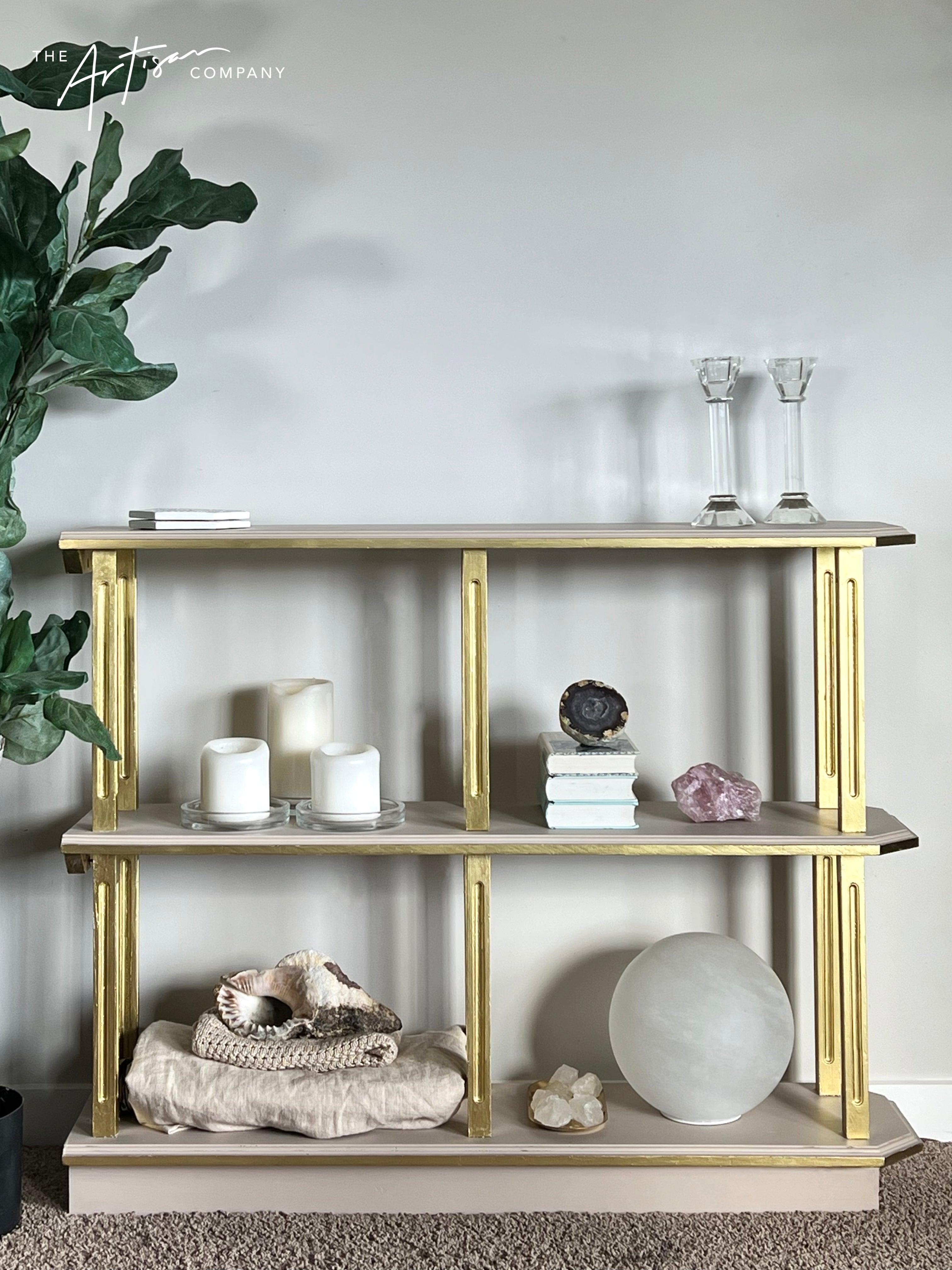 Not For Sale - Shelving unit given a luxe touch with Artisan Velvet Luxe and Metallics- Video included