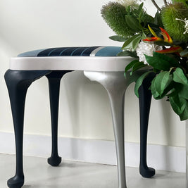 Not For Sale - Stool with Coastal Vibes in Artisan Velvet Luxe and Premium Chalk Paint - with painted fabric
