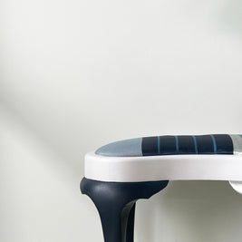 Not For Sale - Stool with Coastal Vibes in Artisan Velvet Luxe and Premium Chalk Paint - with painted fabric