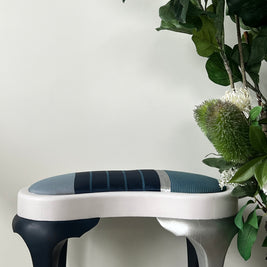 Not For Sale - Stool with Coastal Vibes in Artisan Velvet Luxe and Premium Chalk Paint - with painted fabric