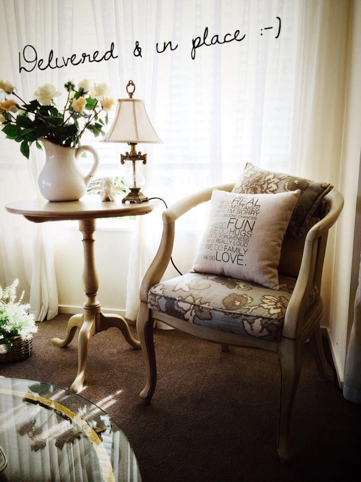 Commissioned chair and table set in Country Grey