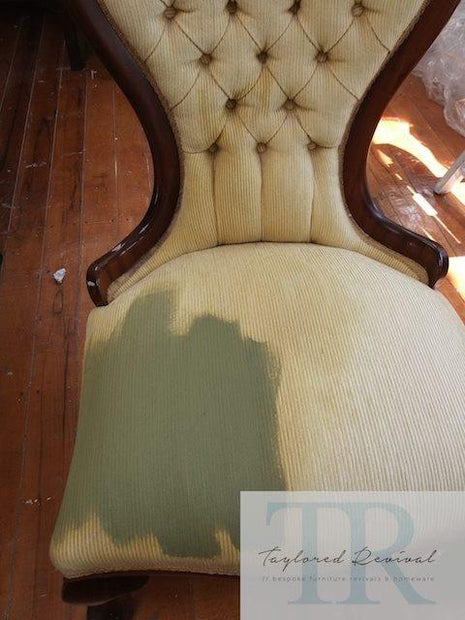 Commissioned chair with painted olive upholstery