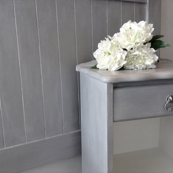 Not For Sale - Bedside & Headboard - Paris grey with a White wash
