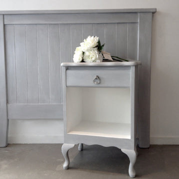 Not For Sale - Bedside & Headboard - Paris grey with a White wash