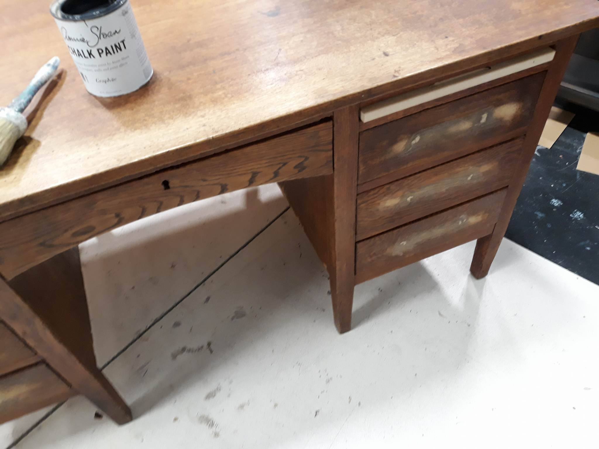 Not For Sale - Commissioned Desk in Graphite and French Linen