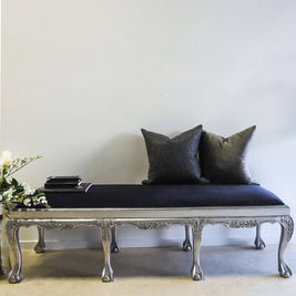 Silver Metallic Stool with antique glaze