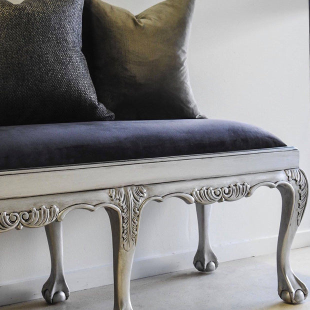 Silver Metallic Stool with antique glaze