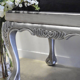 Silver Metallic Stool with antique glaze