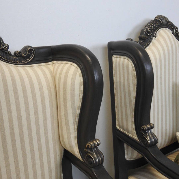 Pair of French chairs in Midnight with Gold edging
