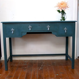 Not For Sale - Commissioned Antique dressing table into hall table in Aubusson Blue