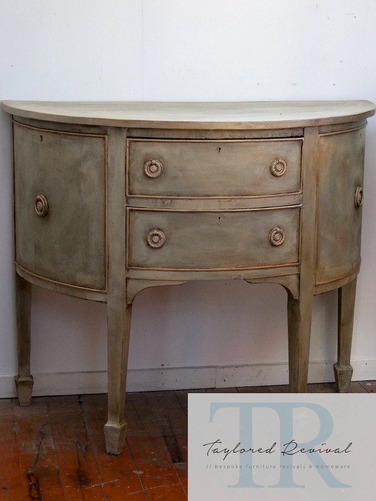 Not For Sale - Allesandra: Half round antique sideboard in Chateau Grey