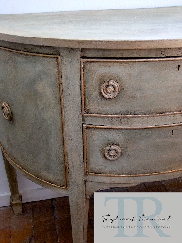 Not For Sale - Allesandra: Half round antique sideboard in Chateau Grey