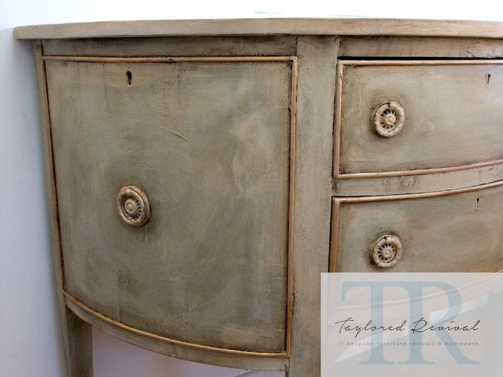 Not For Sale - Allesandra: Half round antique sideboard in Chateau Grey
