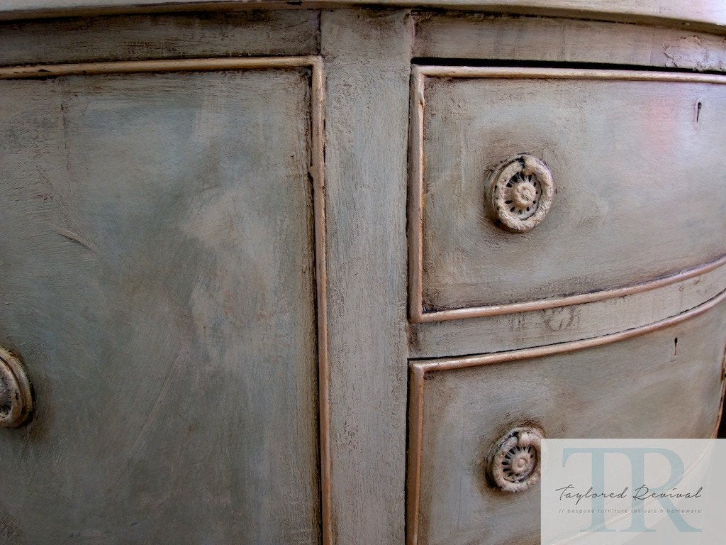 Not For Sale - Allesandra: Half round antique sideboard in Chateau Grey