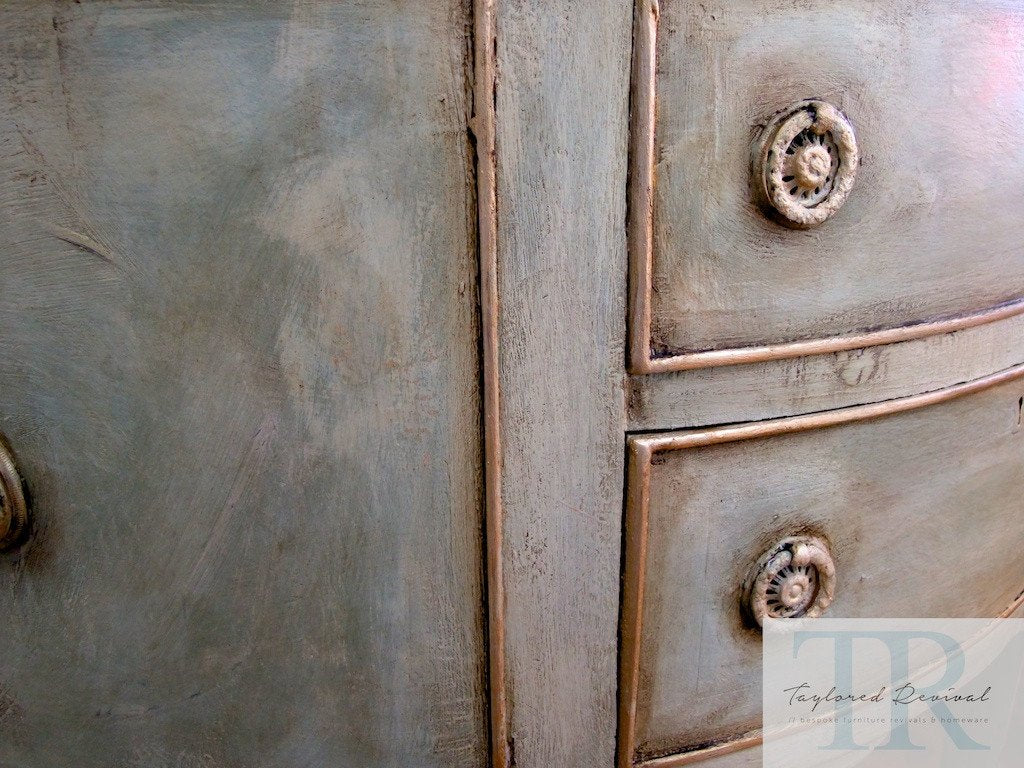 Not For Sale - Allesandra: Half round antique sideboard in Chateau Grey