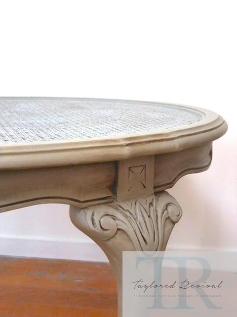 Not For Sale - Ainsley: Round rattan coffee table with ornate detailing