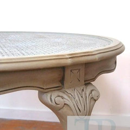 Not For Sale - Ainsley: Round rattan coffee table with ornate detailing