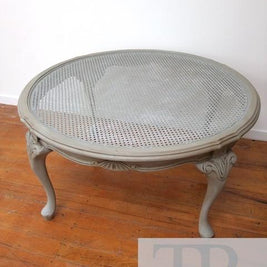 Not For Sale - Ainsley: Round rattan coffee table with ornate detailing